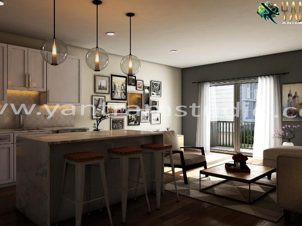 3d interior visualization of Living room by Fort Worth,Texas