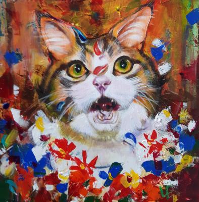 Cat Commission P2 - Playing in the flowers
