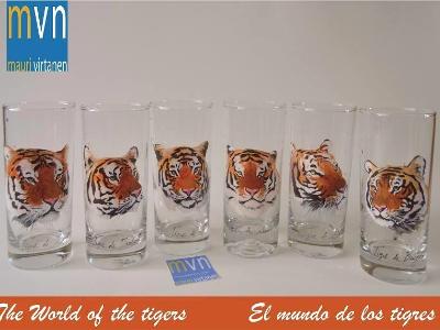 Set of handpainted glasses: THE WORLD OF TIGERS