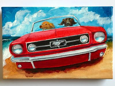 2 DOGS IN A RED MUSTANG 2 DOGS IN A RED MUSTANG