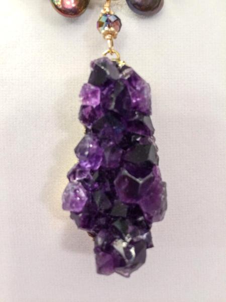 Amethyst, Pearls and Swarovski Crystal Necklace