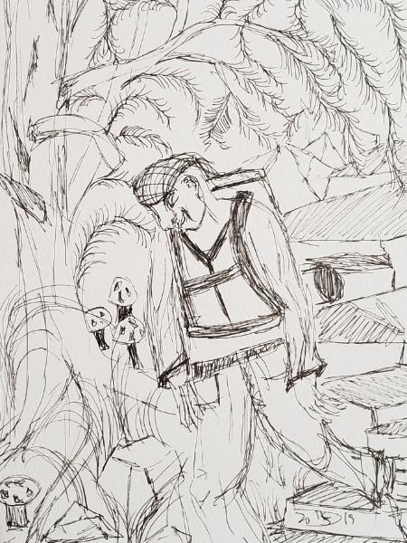The mushroom hunter smiles at his luck 