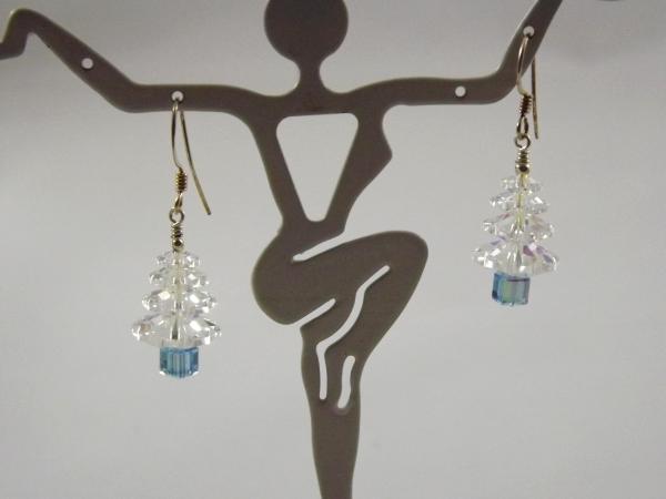 E-1 Swarovski Clear Crystal Tree Earrings