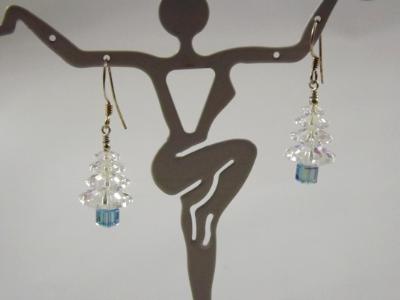 E-1 Swarovski Clear Crystal Tree Earrings