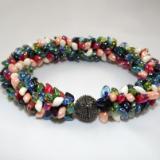 B-50 ivory, peach, red, green, light blue, & dark blue spikey bracelet