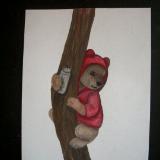 brown bear in red hoodie