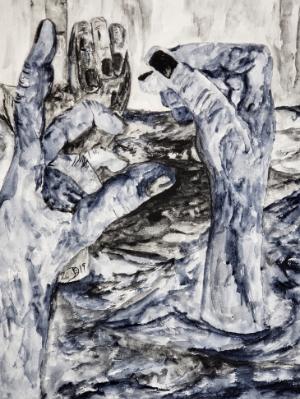 On the plain of Dancing Hands, the wanderer wonders if they are signing? © 2019 By Duane Kirby Jensen, 9 x 12 watercolor, ink, On the plain of Dancing Hands, the wanderer wonders if they are signing? © 2019 By Duane Kirby Jensen, 9 x 12 watercolor, ink,