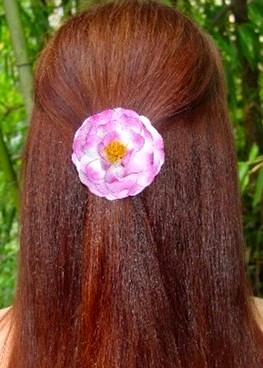 Variegated Pink Camellia Japonica Hair Clip Variegated Pink Camellia Japonica Hair Clip
