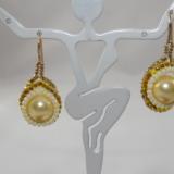 E-55 Pale Yellow Pearl & Bead Earrings