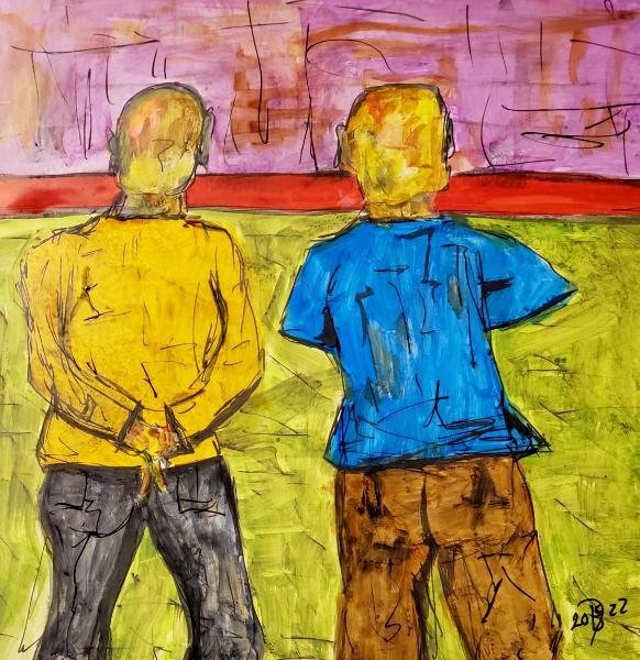 They contemplate the Red Wall of Deception that bars their way to the mysteries of tomorrow. 