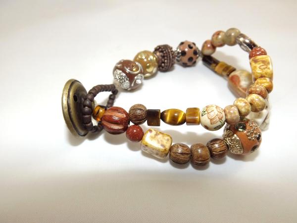 B-144 Shades of Brown Double Strand Chunky Bracelet