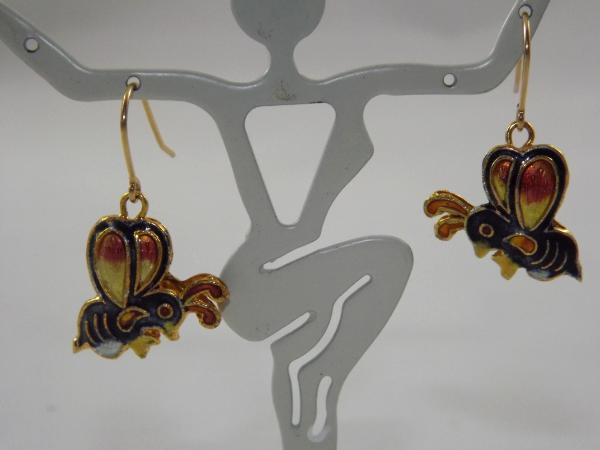 E-74 Cloissone Bee Earrings