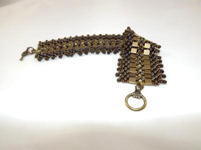 B-9 bronze 2-hole bead bracelet