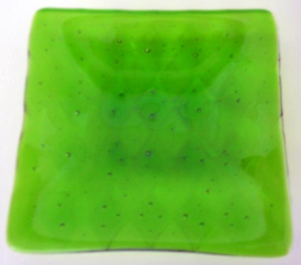 Green plate with incised deco 6 x 6