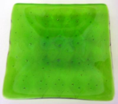 Green plate with incised deco 6 x 6