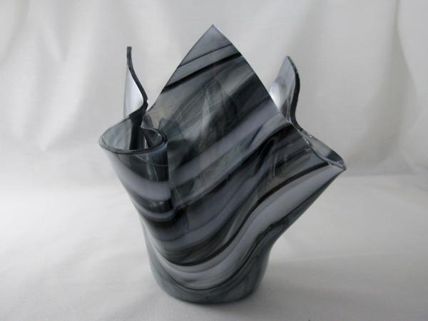 VO2455 - Black & White Streaky Baroque Tall Votive Holder