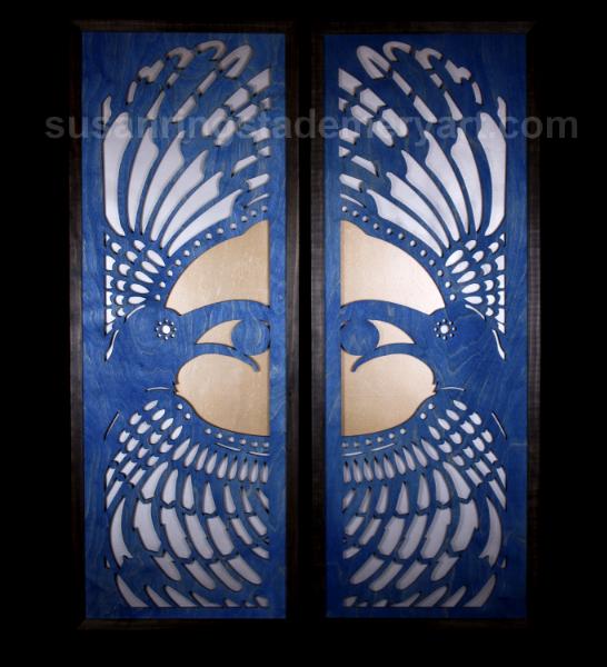 Raven Diptych, Metallic and Blue