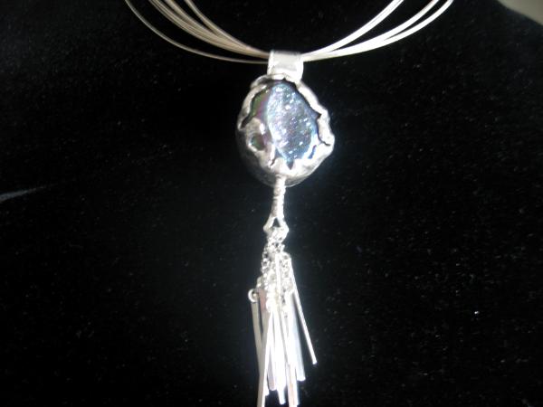 14-057 Sterling and titanium coated drusy pendant