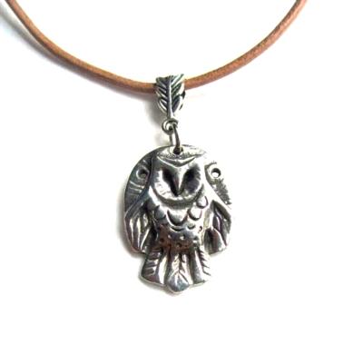 Owl pendant necklace barn owl pewter necklace original design by Liza Paizis