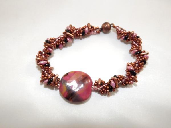 B-164 Copper & Old Rose Kazurie Bead Bracelet