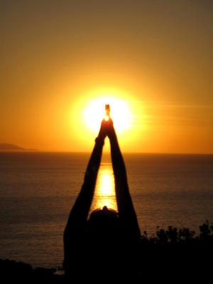yoga sunset hands