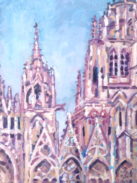 Rouen Cathedral, oils, 6x8 ins.