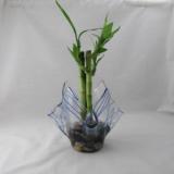 VO2176 - Blue Streamer Tall Votive Bamboo Planter