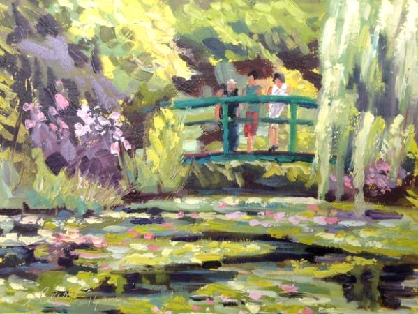 The Lily Pond at Monet's Garden, Giverny, France.  Oils 8x6 ins.