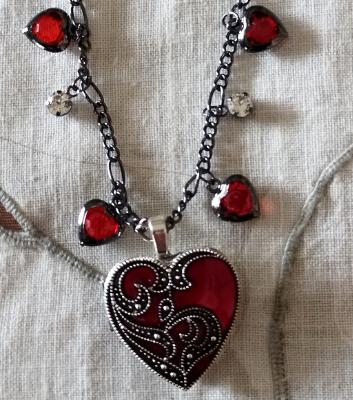 Red Heart with red crystals locket 