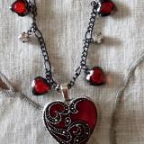 Red Heart with red crystals locket 