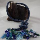 N-39 Light Blue Crocheted Rope Tassel Necklace