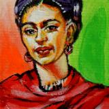  Frida with Red Scarf commission mini painting