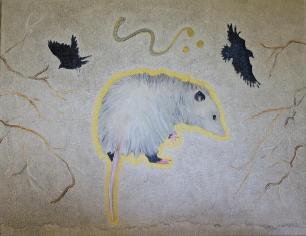 Possum and Two Corbies