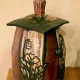 Brown, Black and Tan Urn/Vase with Square Lid