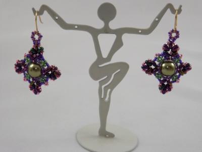 E-133 Purple & Pink Victorian Beaded Earrings