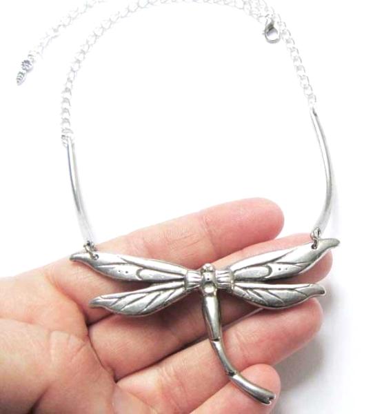Art Nouveau Dragonfly necklace original artisan design pewter dragonfly  choker