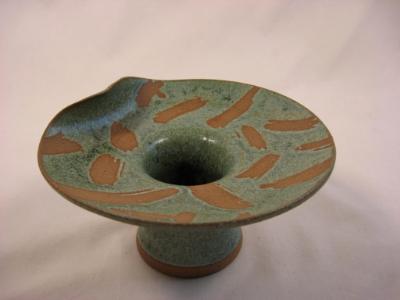 120623.D Flower Vase with Wave Design and Mint Glaze 120623.D Flower Vase with Wave Design and Mint Glaze