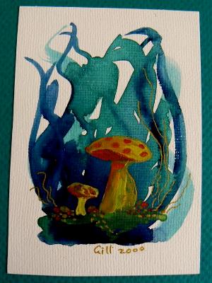 Minature watercolour - Mushroom 3.5"x4.5" 
