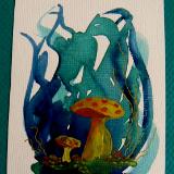 Minature watercolour - Mushroom 3.5"x4.5" 