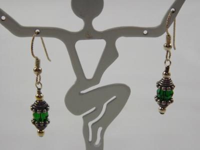 E-45 Green Bead & Sterling Earrings E-45 Green Bead & Sterling Earrings