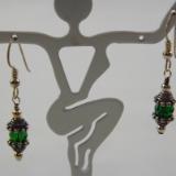 E-45 Green Bead & Sterling Earrings