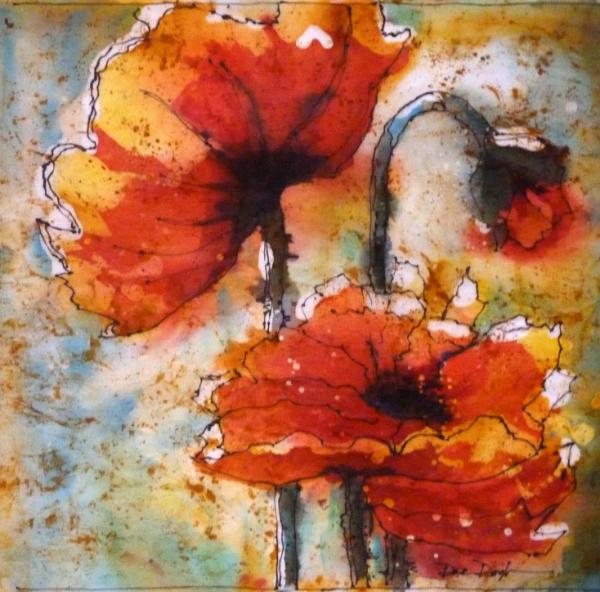Poppies Watercolor Batik