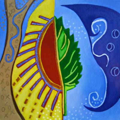 Leaf and Sun with Blue Moon Leaf and Sun with Blue Moon