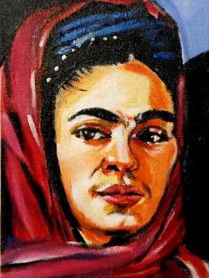 Frida with Scarf commission mini painting