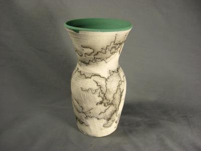 Raku horsehair vase
