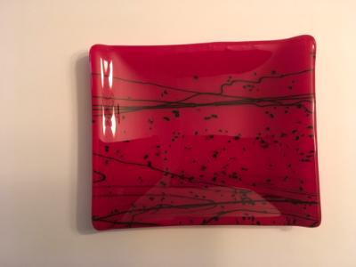Red plate with black streaky overlay 7x5