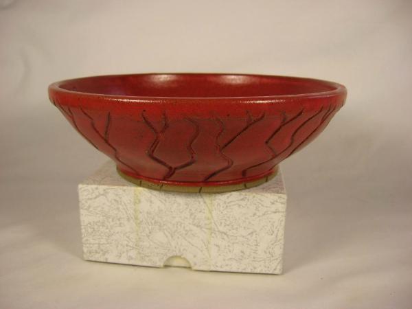 120213.C Carved Bowl with Cherry Glaze