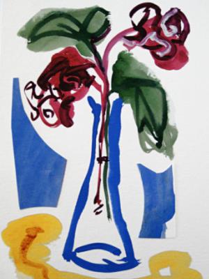 Blue Vase with Roses Blue Vase with Roses
