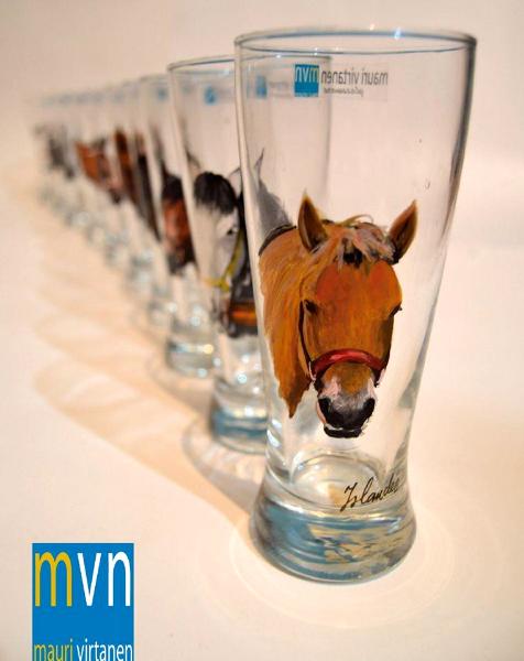 Set of handpainted glasses: BROWN HORSES