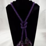 N-71 Purple Crocheted Tassel Rope Necklace